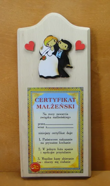 Deska - Certyfikat Małżeński