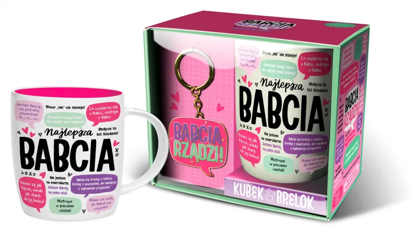 Zestaw kubek + brelok - Babcia rządzi. Najlepsza Babcia