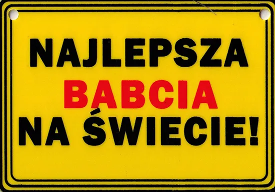 Tabliczka żółta - Najlepsza babcia na świecie