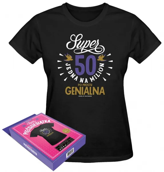 Koszulka czarna - Super 50 jedna na milion po prostu genialna