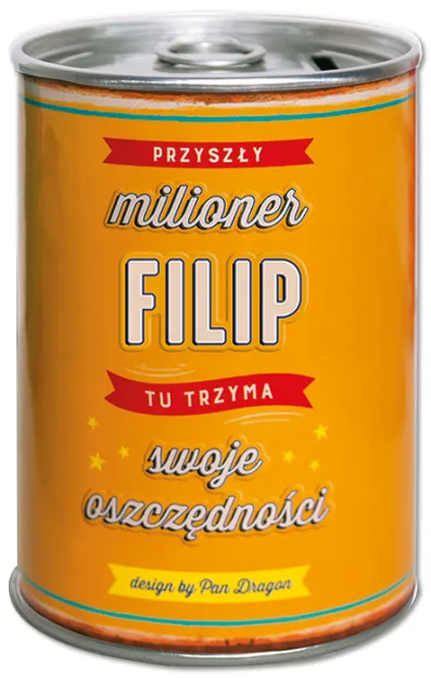 Puszka Skarbonka Vip - Filip - Przyszły milioner Filip tu trzyma swoje oszczędności