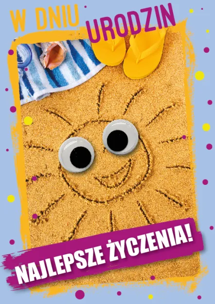 Karnet z oczami - W dniu urodzin. Najlepsze życzenia!