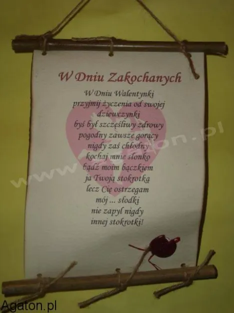Dyplom z bambusem - W dniu zakochanych -  dla mężczyzny - W dniu walentynki przyjmij życzenia od swojej dziewczynki ....