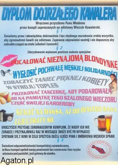 Dyplom - dojrzałego kawalera