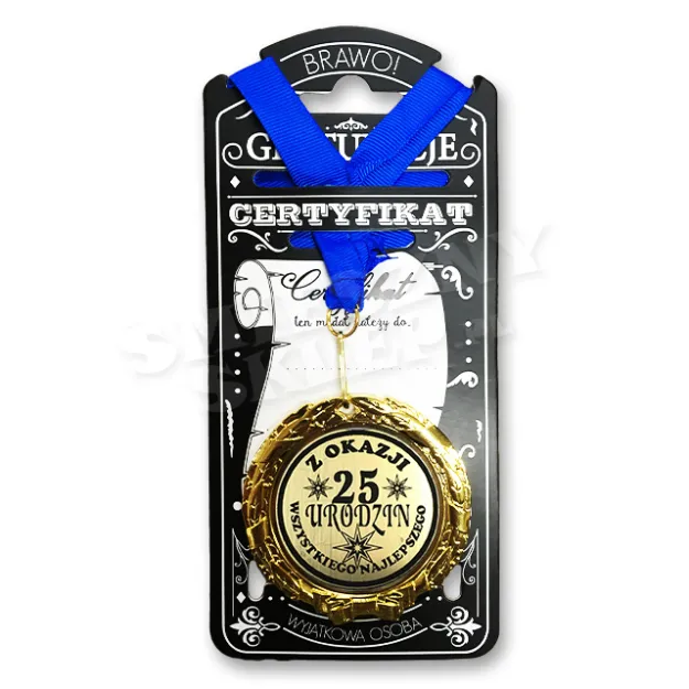 Medal w folii - Z okazji 25 urodzin - Wszystkiego Najlepszego