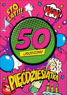 Karnet XXL z mega przypinką - 50 Urodziny