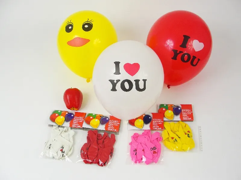 Balony białe z nadrukiem - I love you - 10szt