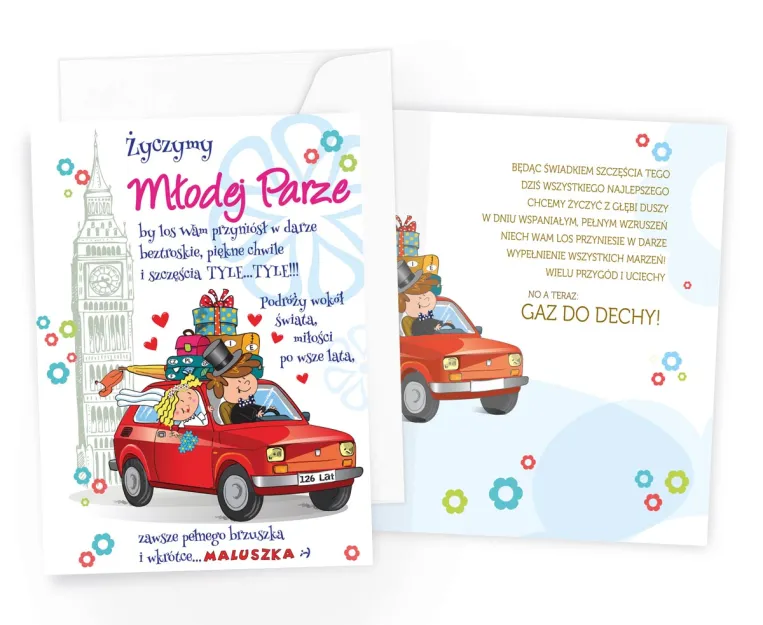 Karnet Prestige A4 - Życzymy Młodej Parze by los Wam przyniósł w darze .......