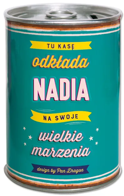 Puszka Skarbonka Vip - Nadia - Tu kasę odkłada Nadia na swoje wielkie marzenia