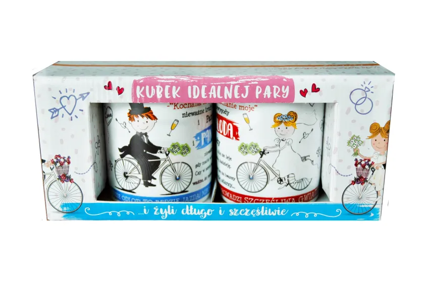 Kubki idealnej pary - (na rowerze) Tylko we dwoje Pani Młoda, Pan młody.... i żyli długo i szczęśliwie