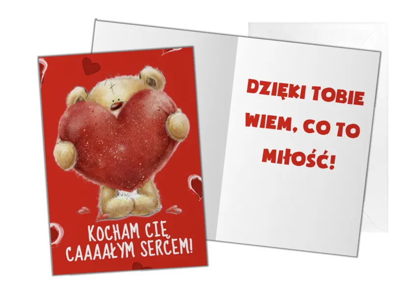 Kartka C5 - Kocham cię caaaałym sercem
