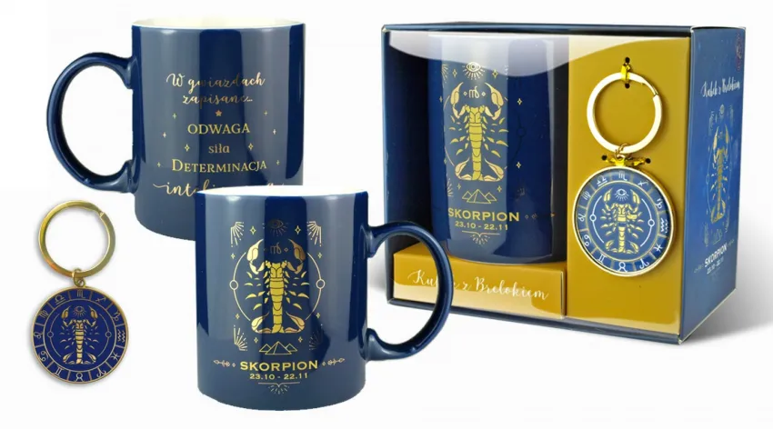 Kubek + brelok - Skorpion. Znak zodiaku.