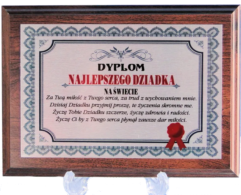 Dyplom na drewnie - Najlepszego Dziadka na świecie