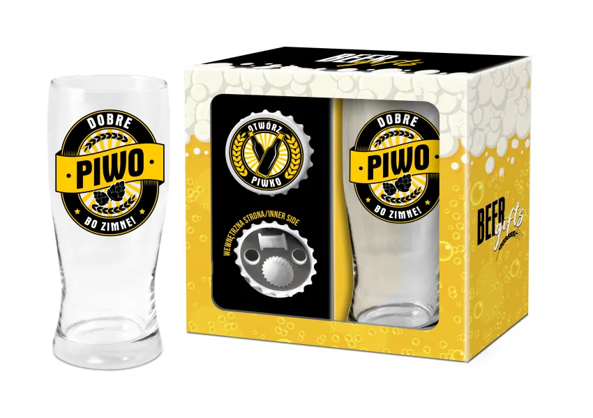 Zestaw Beer Gifts 2 - Otwieracz + szklanka do piwa - Dobre piwo bo zimne