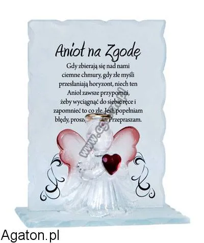 Anioł szklany Kukartka BO - Na Zgodę (w ozdobnej folii)