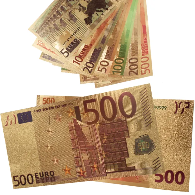 Złote banknoty Euro - 7 szt