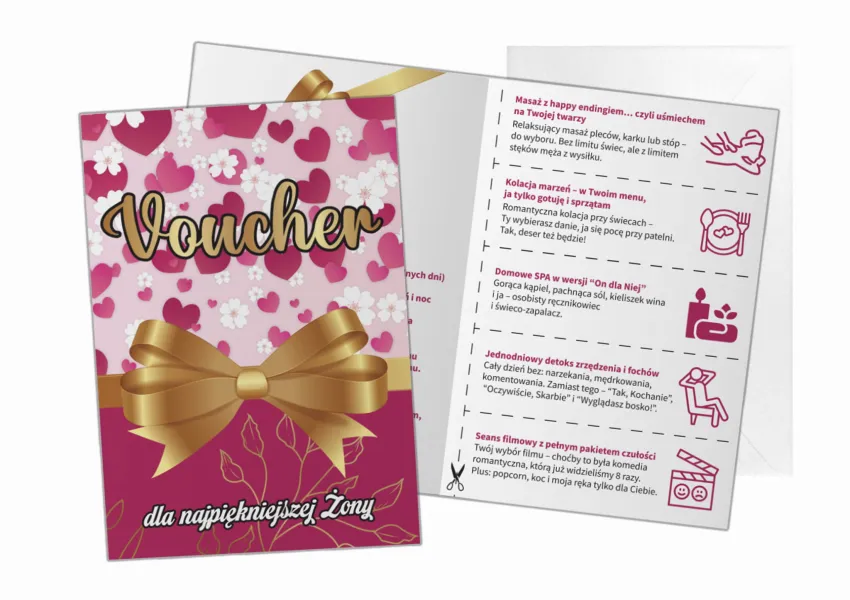 Kartka C5 - Voucher dla najpiękniejszej Żony