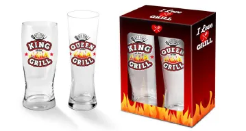 Zestaw grill - 2 szklanki do piwa - King Grill 500ml / Queen Grill 350ml 