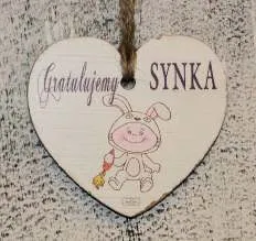 Tabliczka Vintage, serce małe - Gratulujemy synka