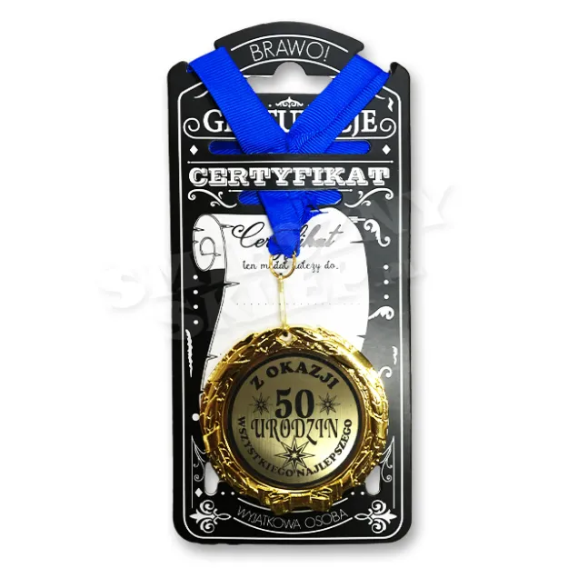Medal w folii - Z okazji 50 urodzin - Wszystkiego Najlepszego