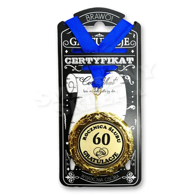 Medal w folii - 60 rocznicy ślubu gratulacje