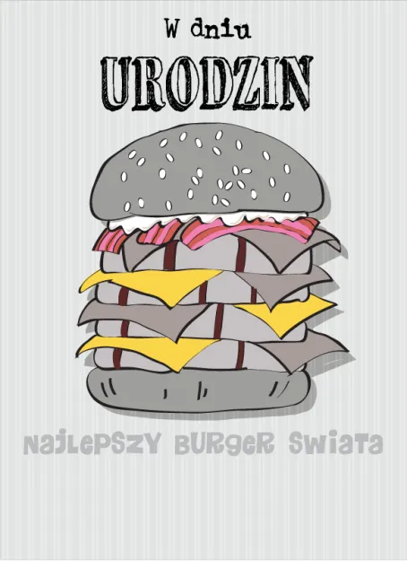 Karnet Kukartka PP - Z najlepszymi życzeniami. Zapraszam Cię na burgera.