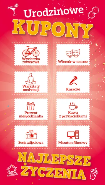 Karnet kupony - Urodzinowe. Najlepsze życzenia.