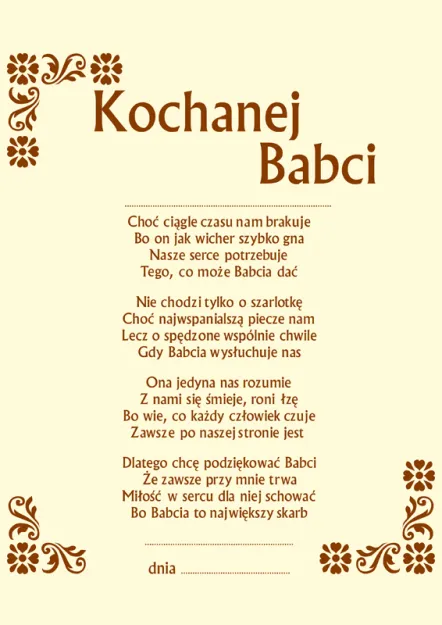 Dyplom -  Kochanej Babci