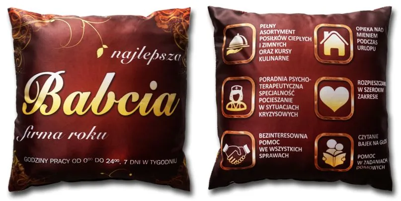 Poduszka śr. - Najlepsza Babcia firma roku / Pełen asortyment posiłków ciepłych ..pomoc w zadaniach domowych