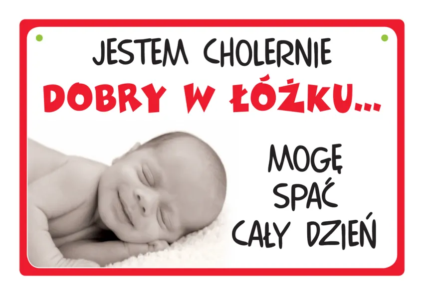 Tabliczka Kukartka cool - Jestem cholernie dobry w łóżko. Mogę spać cały dzień.