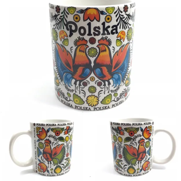 Kubek folk koguty, kwiaty - Polska - bez opakowania