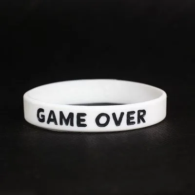 Opaska silikonowa na rękę (biała) - Game Over