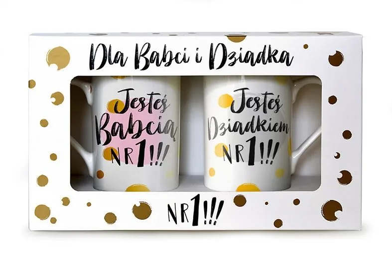 Kubki para - Jesteś Babcią Nr 1 / Jesteś Dziadkiem Nr 1