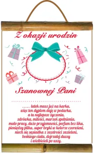 Dyplom z bambusem - Z okazji urodzin ... Szanownej Pani