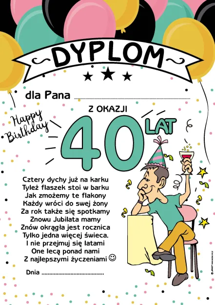 Dyplom - Dla Pana z okazji 40 lat