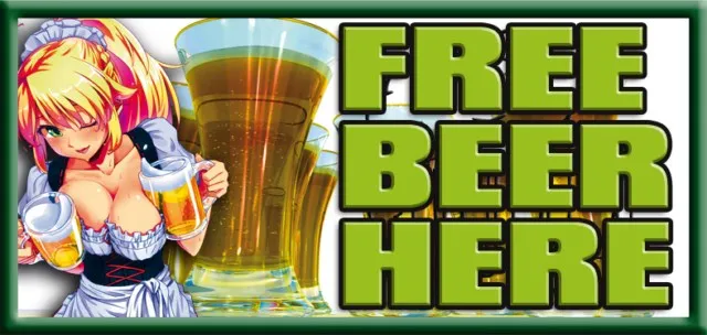 Tabliczka 3D - Free beer here (Darmowe piwo)