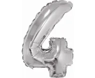 Balon foliowy - 4 srebrny (duży - 80 cm) - na hel