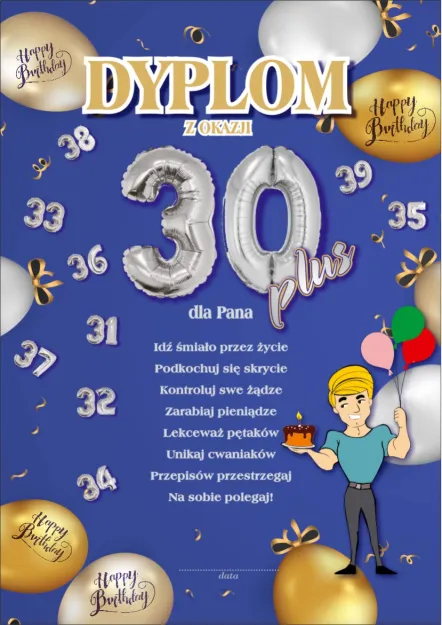 Dyplom - z okazji 30+ dla Pana