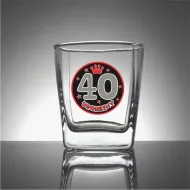Szklanka whisky - 40 urodziny (kółko, czarne tło)
