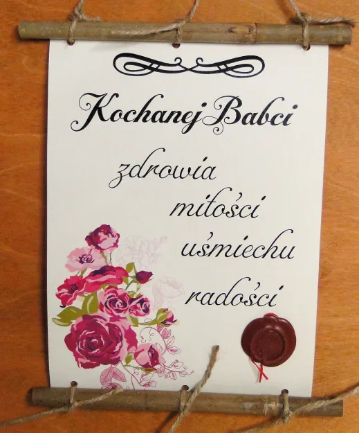 Dyplom z bambusem - Kochanej Babci zdrowia, miłości, uśmiechu, radości