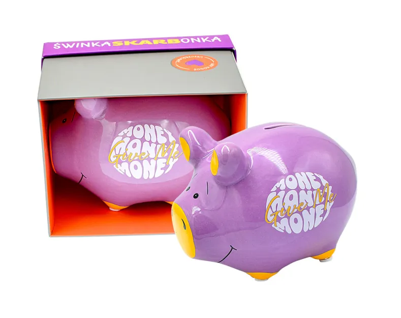 Skarbonka świnka w kartoniku Kukartka -Give me money