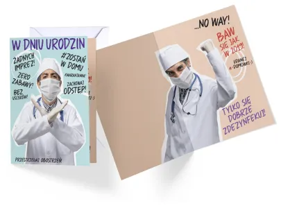 Karnet Kukartka PP - W dniu urodzin. Żadnych imprez, kwarantanna, #zostańwDomu...