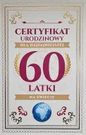 Karnet - Certyfikat urodzinowy 60 latki