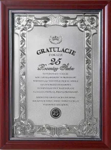 Certyfikat (w ramce) - Gratulacje z okazji 25 rocznicy ślubu