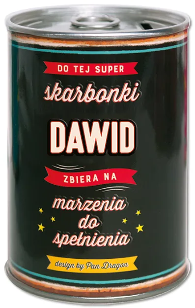Puszka Skarbonka Vip - Dawid - Do tej skarbonki Dawid zbiera na marzenia do spełnienia