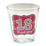 Szklanka whisky - 18 urodziny (herb, różowe tło)