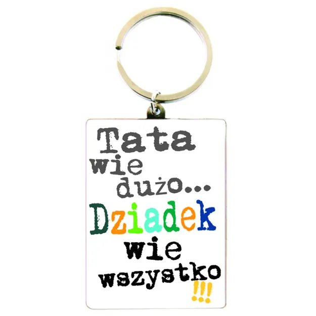 Brelok metalowy Kukartka - Tata wie dużo... Dziadek wie wszystko!!!