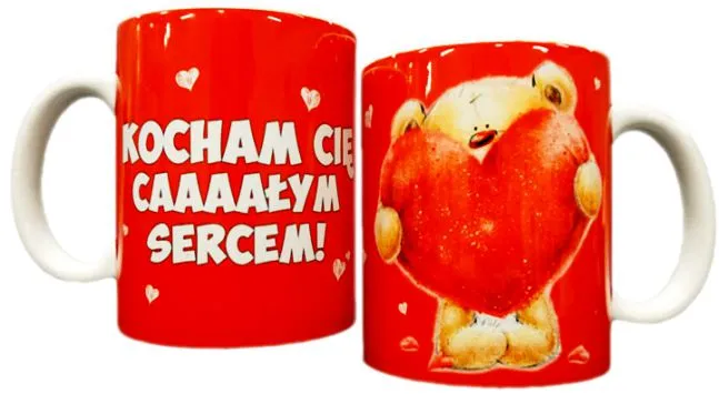 Kubek A - Kocham  Cię caaaałym sercem (czerwony)