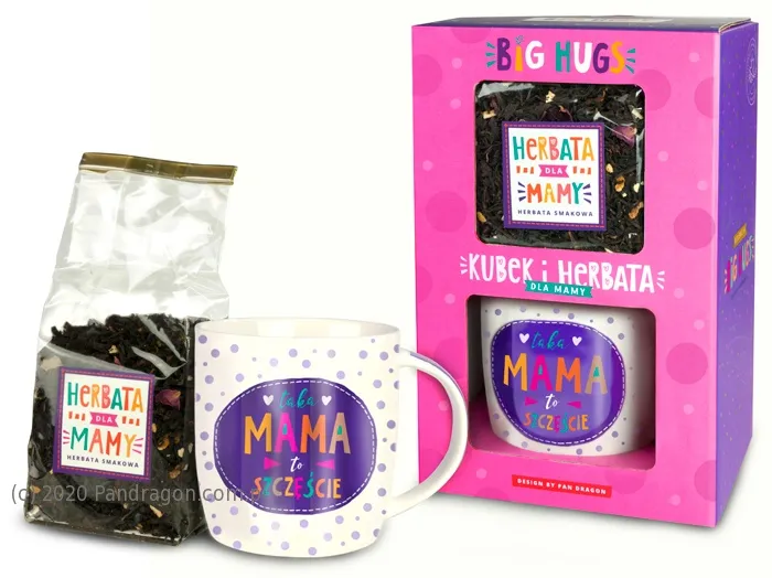 Zestaw big Hugs kubek + herbata - Taka Mama to szczęście