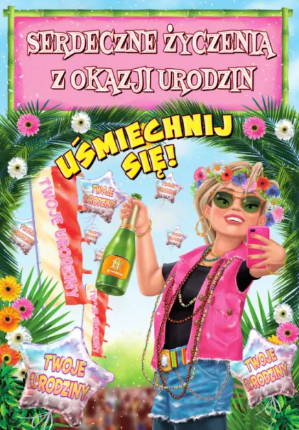 Karnet - Serdeczne życzenia z okazji urodzin. Uśmiechnij się!
